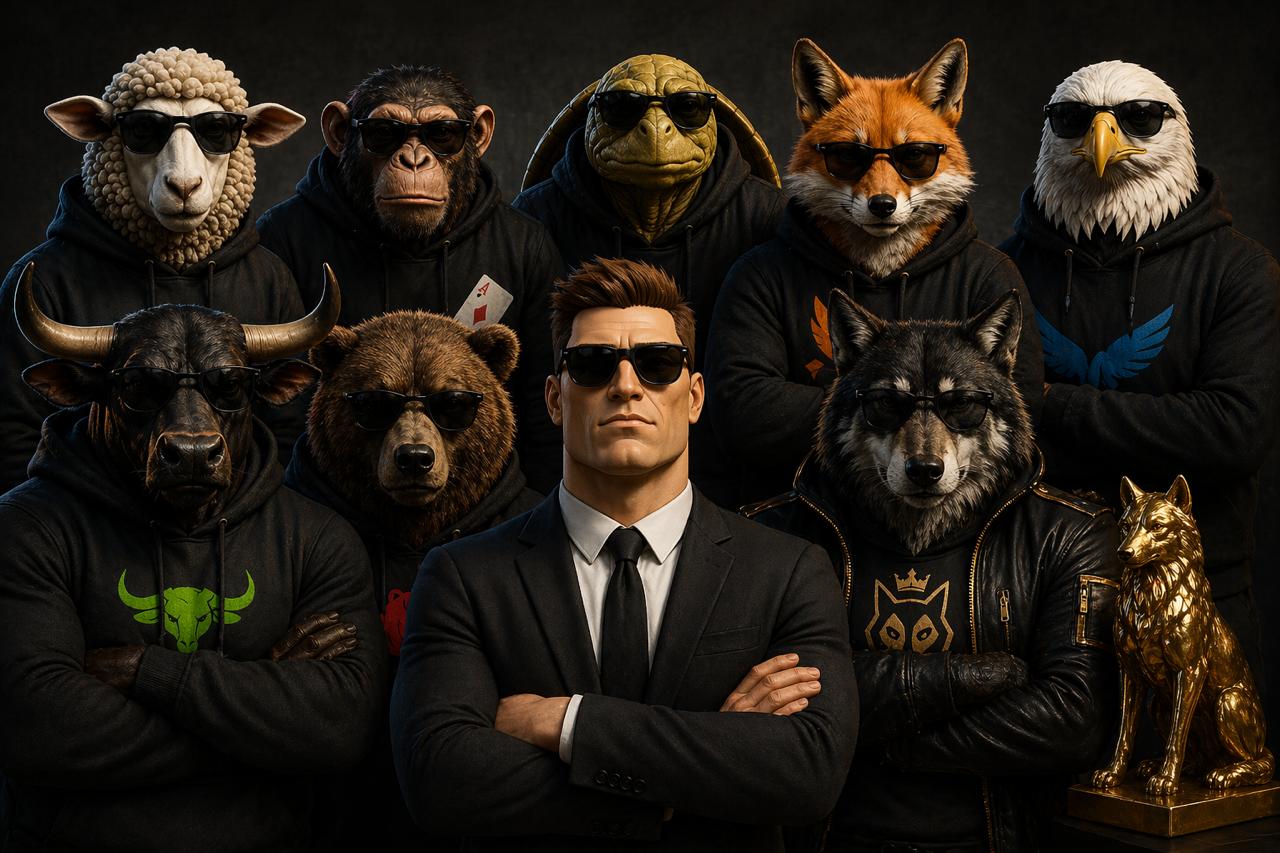 Los 8 arquetipos de Chad Inversor: Sheep, Gambler, Turtle, Fox, Eagle, Bull, Bear y Wolf